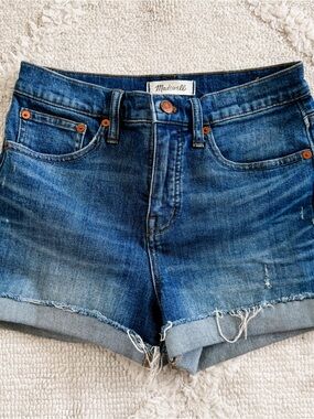 Madewell Dark Blue Distressed Denim Cutoff Shorts